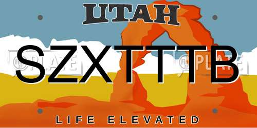 SZXTTTB Utah License Plate