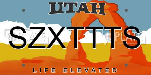 SZXTTTS Utah License Plate