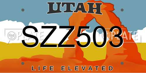 SZZ503 Utah License Plate