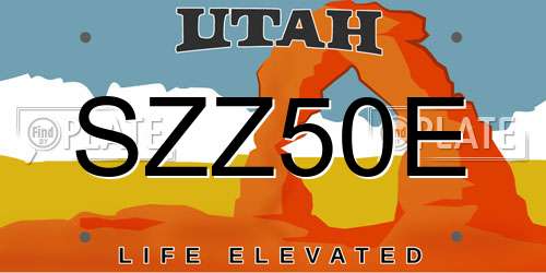 SZZ50E Utah License Plate