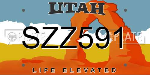 SZZ591 Utah License Plate