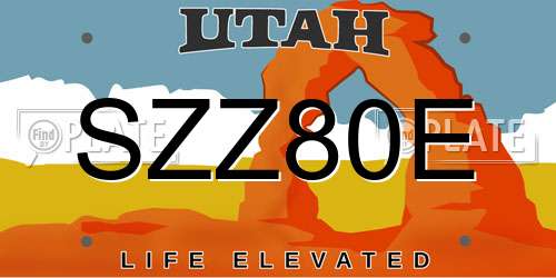 SZZ80E Utah License Plate