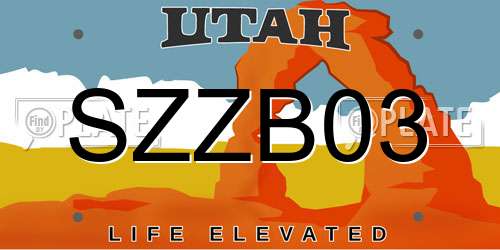 SZZB03 Utah License Plate