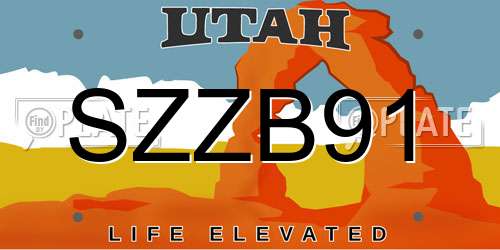 SZZB91 Utah License Plate