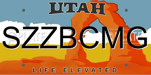 SZZBCMG Utah License Plate