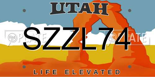SZZL74 Utah License Plate