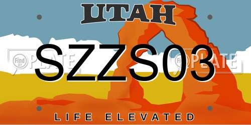 SZZS03 Utah License Plate