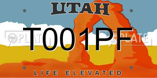 T001PF Utah License Plate