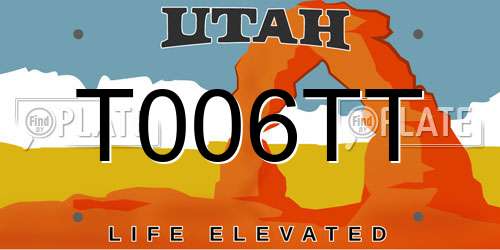 T006TT Utah License Plate