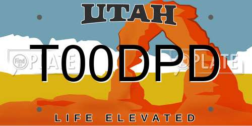 T00DPD Utah License Plate