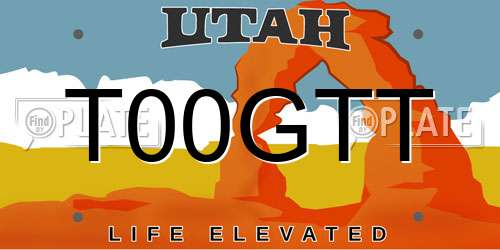 T00GTT Utah License Plate