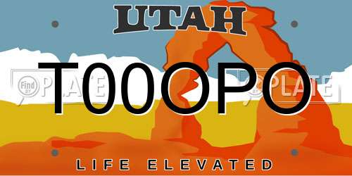 T00OPO Utah License Plate