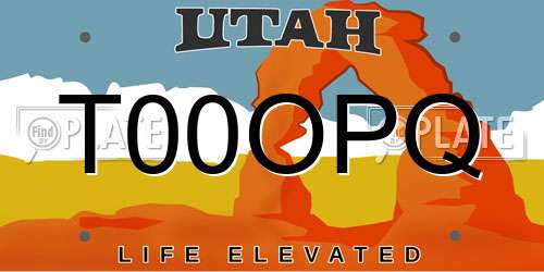 T00OPQ Utah License Plate
