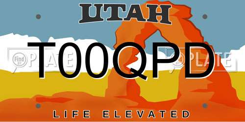 T00QPD Utah License Plate