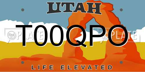 T00QPO Utah License Plate
