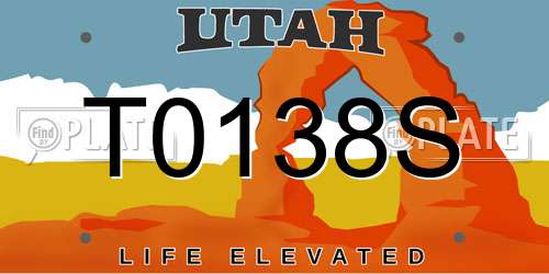 T0138S Utah License Plate