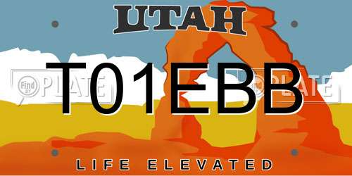 T01EBB Utah License Plate