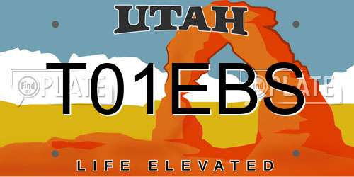 T01EBS Utah License Plate