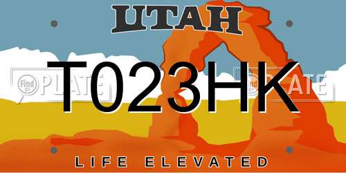 T023HK Utah License Plate