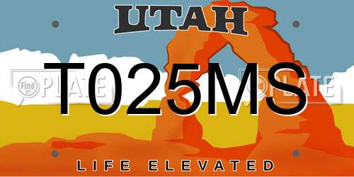 T025MS Utah License Plate