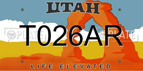 T026AR Utah License Plate