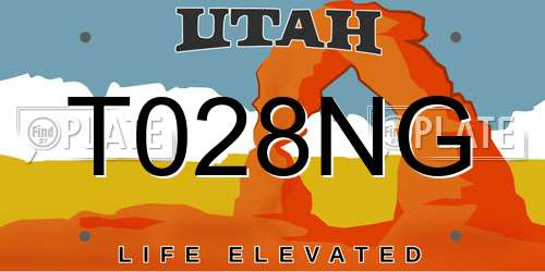 T028NG Utah License Plate