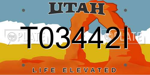 T03442I Utah License Plate