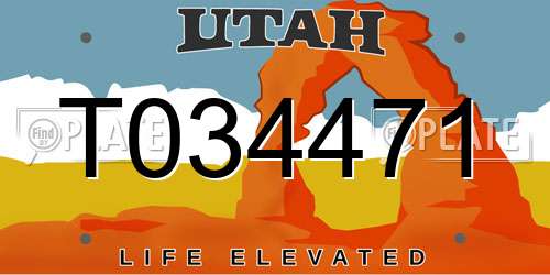 T034471 Utah License Plate
