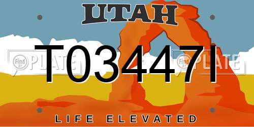 T03447I Utah License Plate