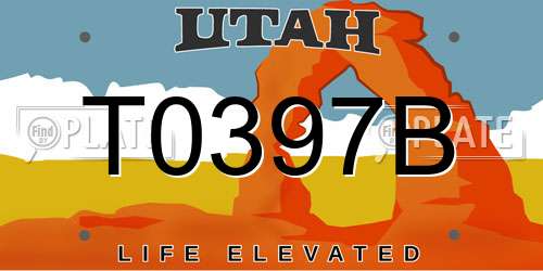T0397B Utah License Plate
