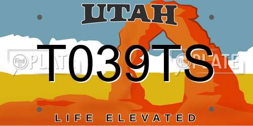 T039TS Utah License Plate