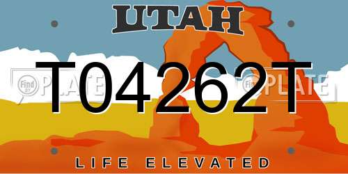 T04262T Utah License Plate