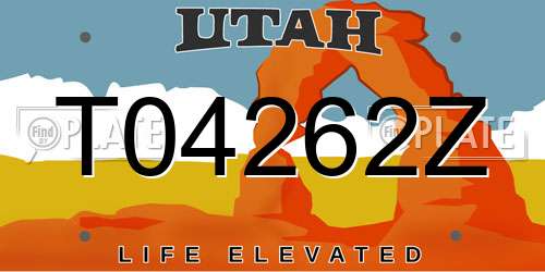 T04262Z Utah License Plate
