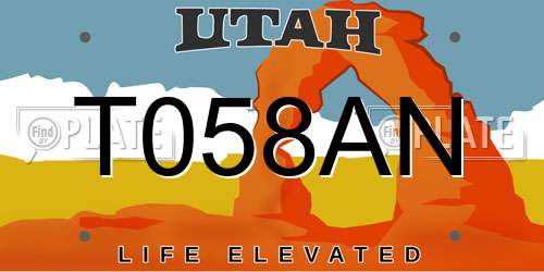 T058AN Utah License Plate