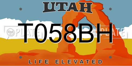 T058BH Utah License Plate