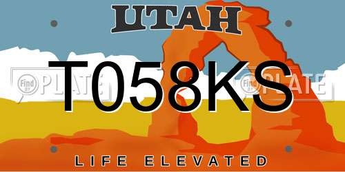 T058KS Utah License Plate