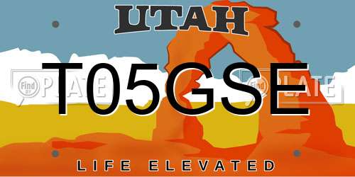 T05GSE Utah License Plate