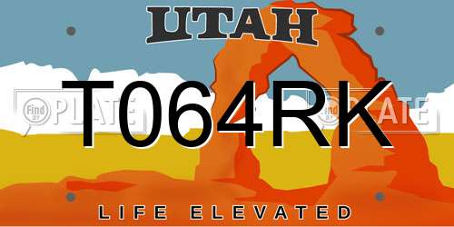 T064RK Utah License Plate