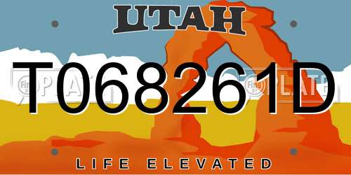 T068261D Utah License Plate