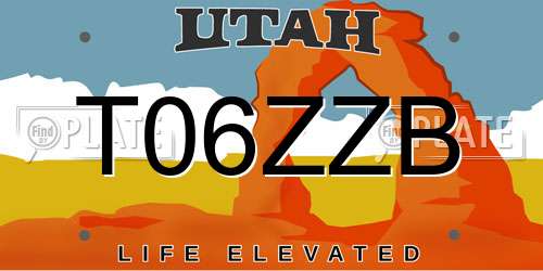 T06ZZB Utah License Plate