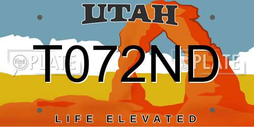 T072ND Utah License Plate
