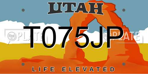 T075JP Utah License Plate