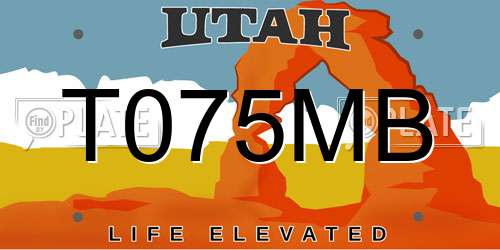 T075MB Utah License Plate