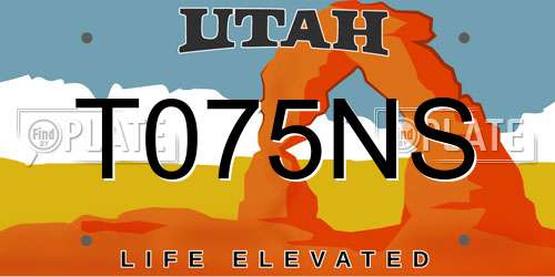 T075NS Utah License Plate