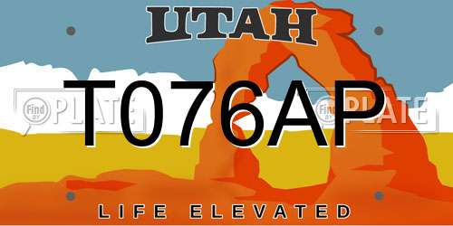 T076AP Utah License Plate