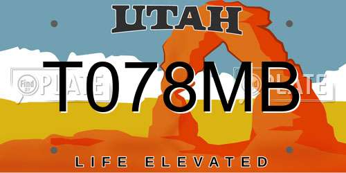 T078MB Utah License Plate