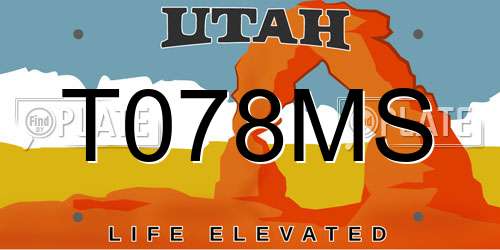 T078MS Utah License Plate