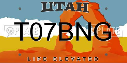 T07BNG Utah License Plate