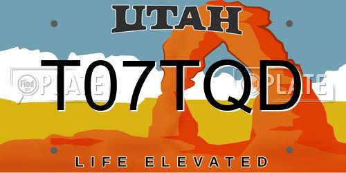 T07TQD Utah License Plate