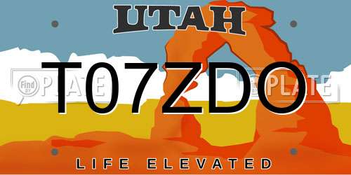 T07ZDO Utah License Plate